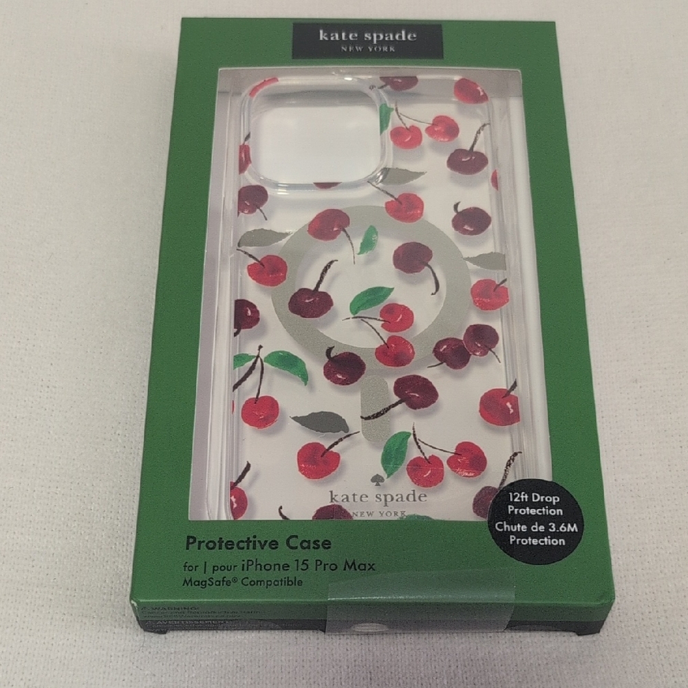 Kate Spade Cherry Clear iPhone 15 Pro Max Phone Case - Picture 2 of 7